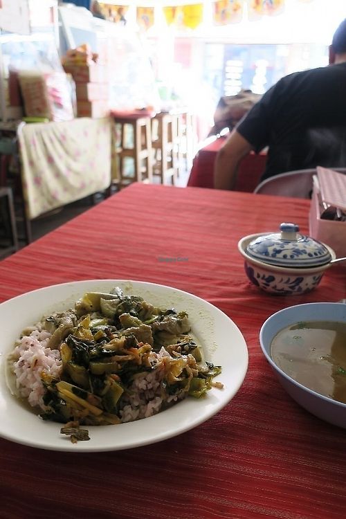 30thb for rice and two food with soup. at Chuan Siang in Chiang Mai