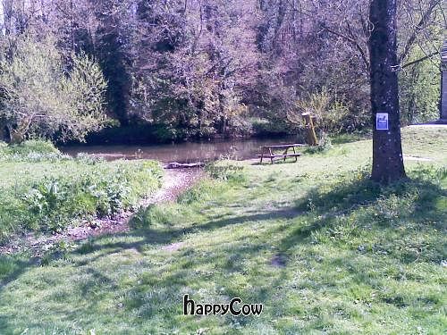 Riverside outdoor dining area at Mells Community Cafe in Mells