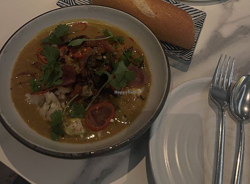 Curry and vegan baguette   at Kingfisher in San Diego