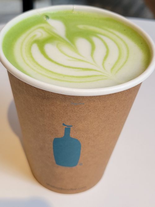 Matcha oatmilk latte at Blue Bottle - Hudson Yards in New York City