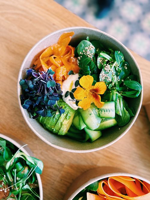 “Salmon” green bowl at The Vegan Fairies in Athens
