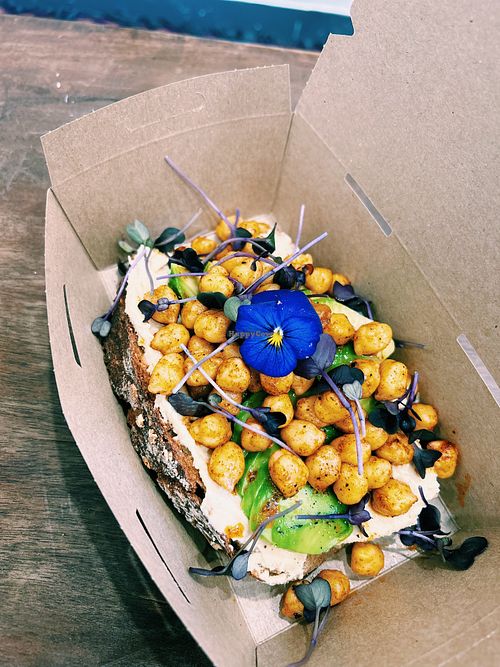 Hummus Avocado open toast  at The Vegan Fairies in Athens