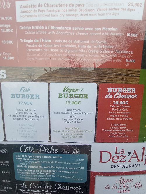 Vegan burger at La Dez'Alp in Morzine