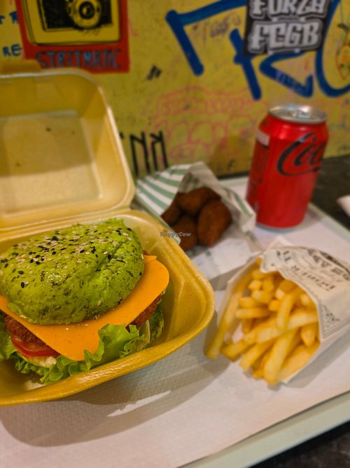 Veggie Burger Combo and Vegan Nuggets at Hunger Station in Lisbon