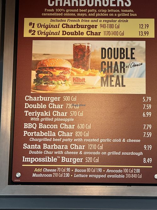 Burger Menu  at The Habit Burger Grill  in El Segundo
