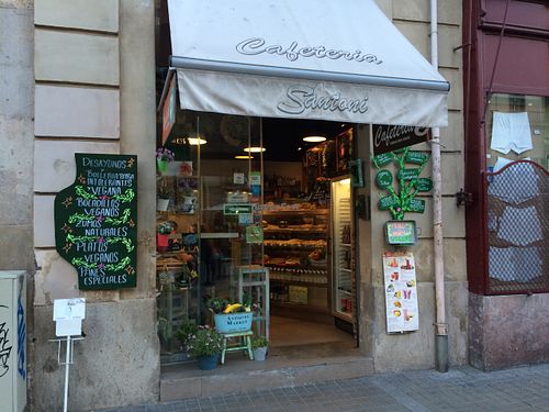 Front of café at Santoni - When food is the solution in Barcelona