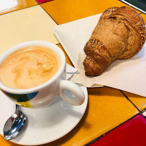 Cappuccino with croissant  at Santoni - When food is the solution in Barcelona