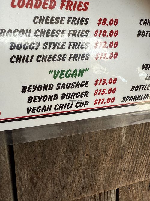 Some vegan items  at The Dog House in Bodega Bay