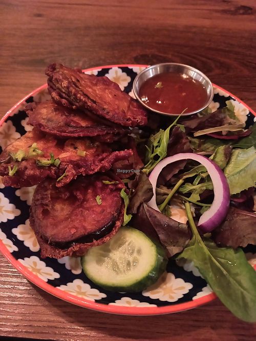 Salt and chilli fried aubergines at Delhi 6 Lounge in South Shields
