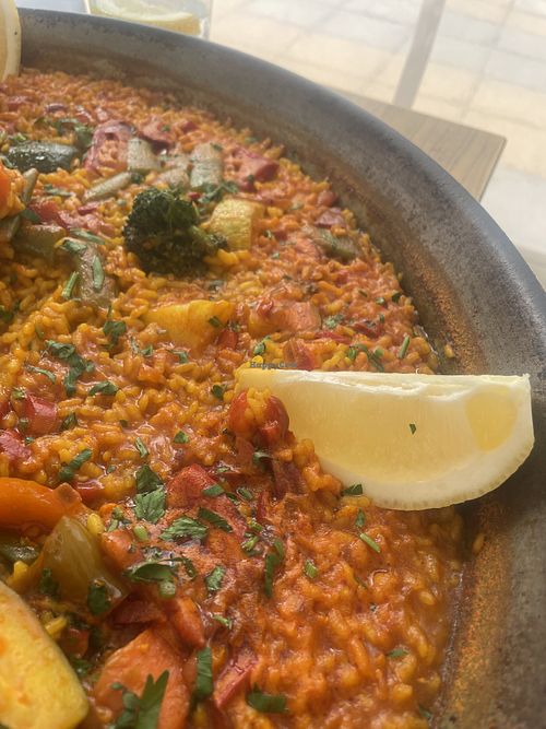 Vegan Paella with beans and veggies  at La Carpa  in La Gomera
