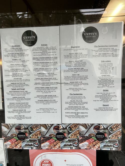 Menú  at Gypsy's Persian Grill in Long Beach
