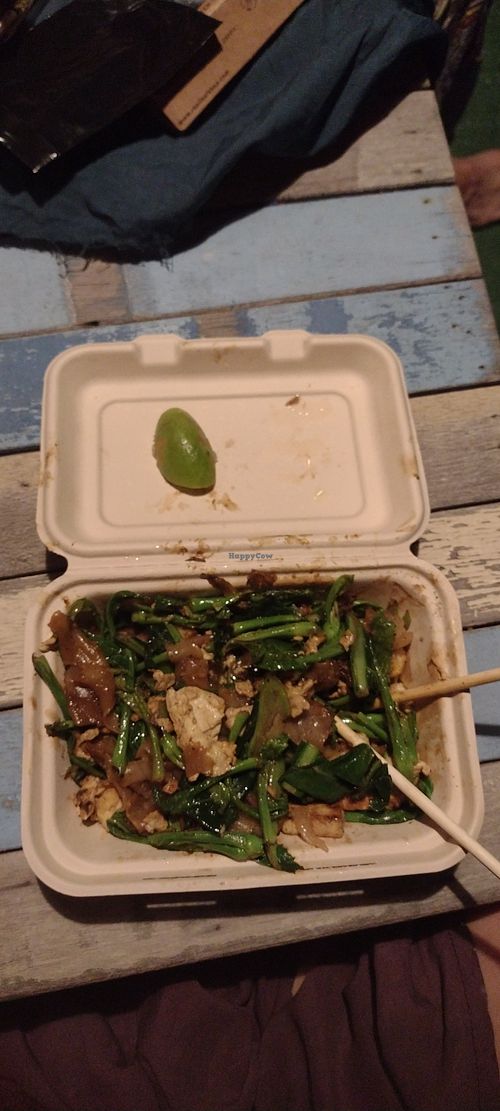 So much greens in the fried noodles for Thailand street food definitely recommend the lady is so sweet at Fried Noodles in Chiang Mai