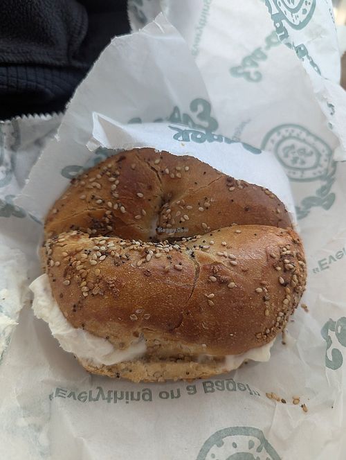 Everything bagel with tofu cream cheese at EWR - Ess-A-Bagel  in Newark