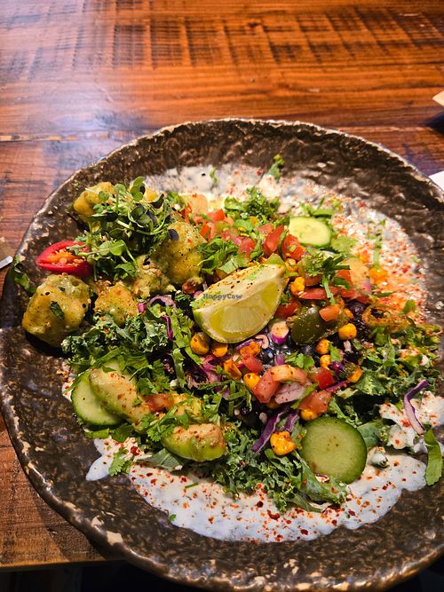 La Latino with herbed tofu at Honest Greens - Las Ramblas in Barcelona