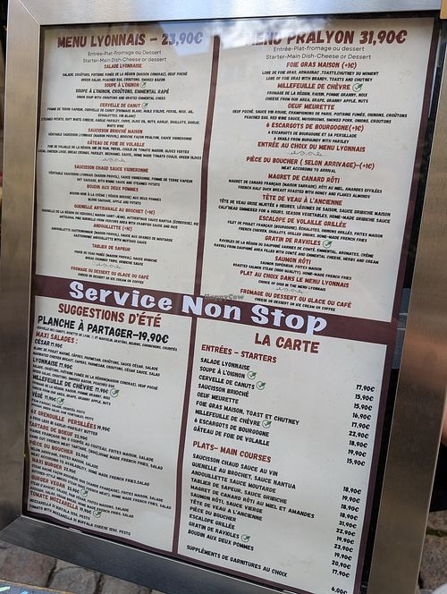 menu at PraLyon in Lyon