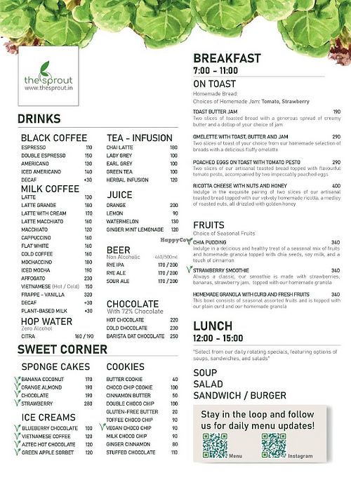 Menu is always changing but they post it on maps at The Sprout in Auroville