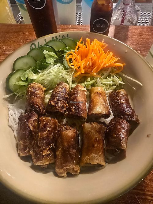 Rice noodle salad with vegan spring rolls at Phở Việt in Grafenwoehr