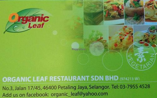 Business Card and contact details at Organic Leaf in Petaling Jaya