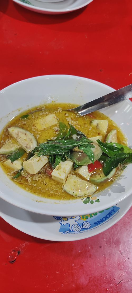Green curry with tofu at Welcome ThaiFood in Bangkok