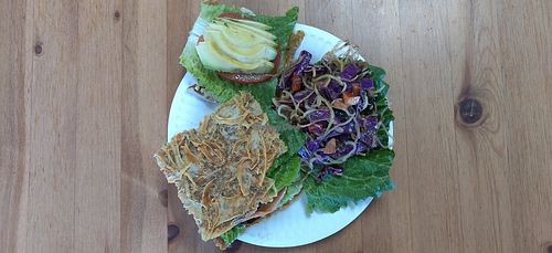 Vegan raw burger at Veggos Green Cuisine in Lake Forest