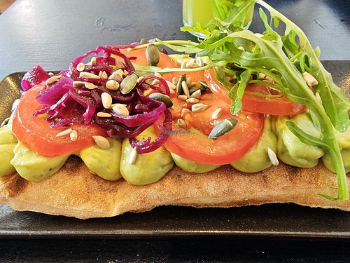 Guacamole toast (from the brunch that happens monthly) at Meow Pizzeria Verde in Innsbruck