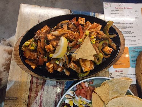And the sizzling fajita with tofu at EL Mexicano Kitchen & Bar in Adelaide