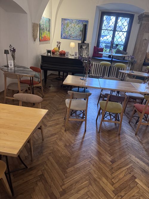 Seating   at 2 Okna Cafe in Krakow