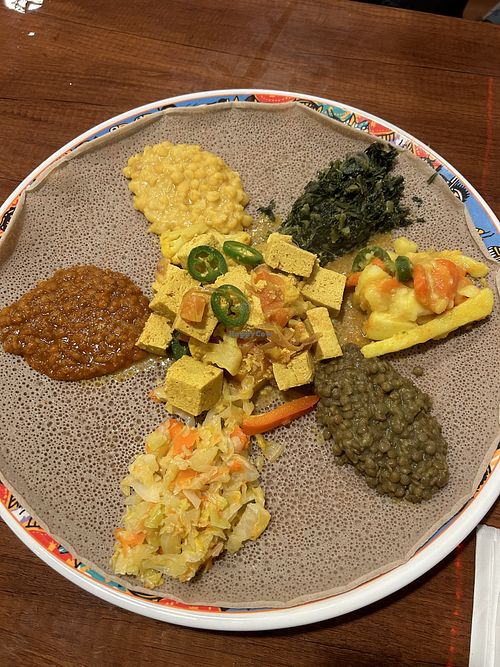 Vegan combo with tofu tibs #Veganuary at Gursha Ethiopian Cuisine in Roseville