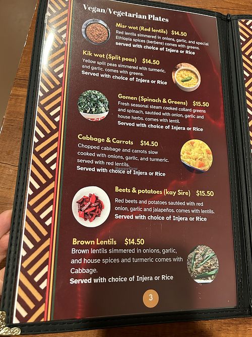 Menu  #Veganuary at Gursha Ethiopian Cuisine in Roseville