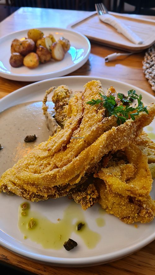 Cabbage Schnitzel and Potatoes at Moment in Prague