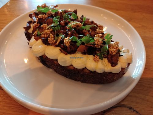 Garlic cream cheese on toast at Moment in Prague