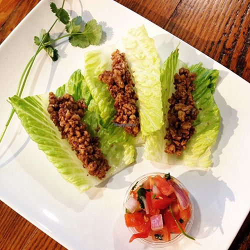 walnut-based vegan meat tacos in romaine lettuce shell at Sip Organic Juice Bar - Eastown in Grand Rapids