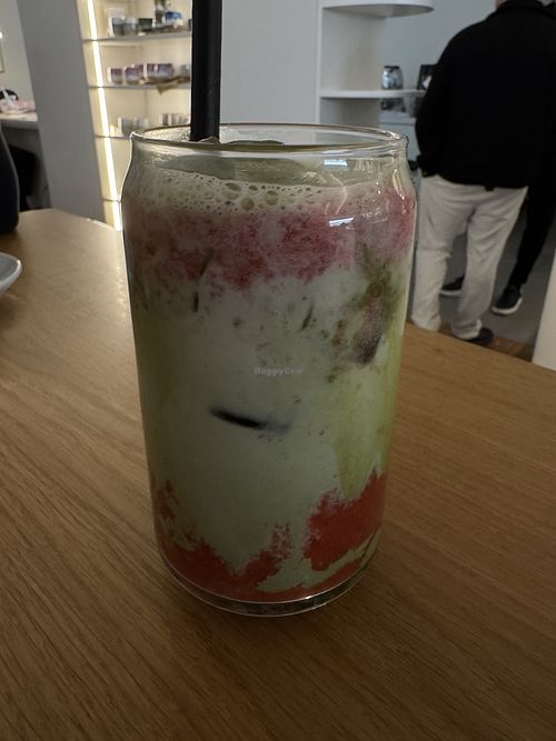 Strawberry Iced Matcha Latte  at Anima Café & Tagesbar in Bielefeld