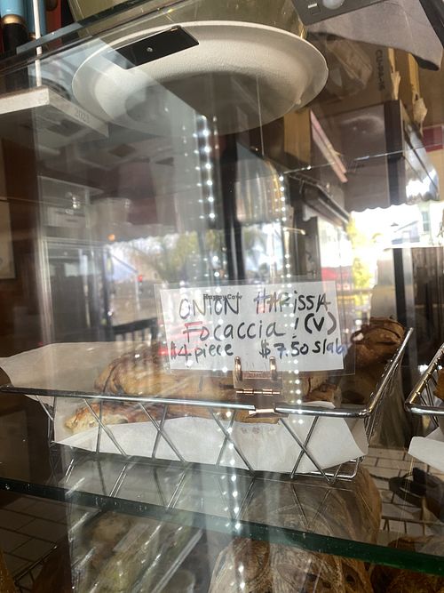 Vegan Focaccia - Oops 😬 Just Saw Onions $4/Piece  at Nick's Pizza in Oakland