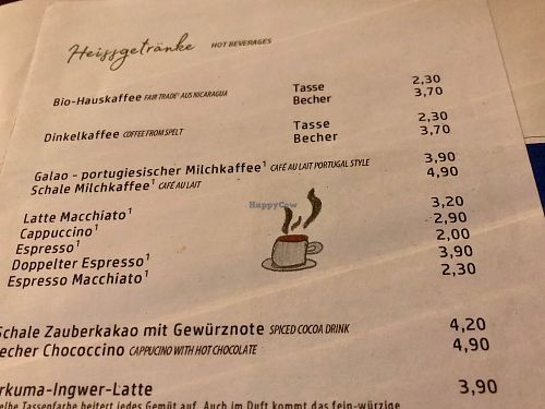 menu at Symbiose in Leipzig