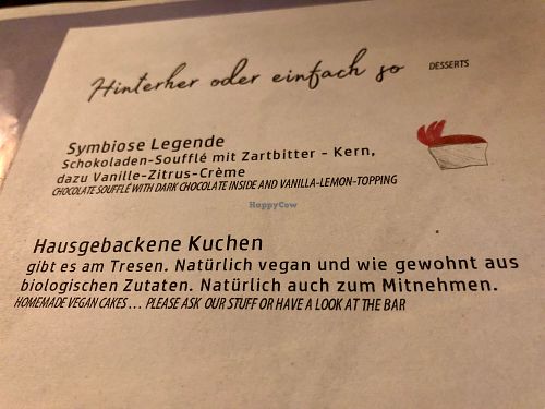 menu at Symbiose in Leipzig
