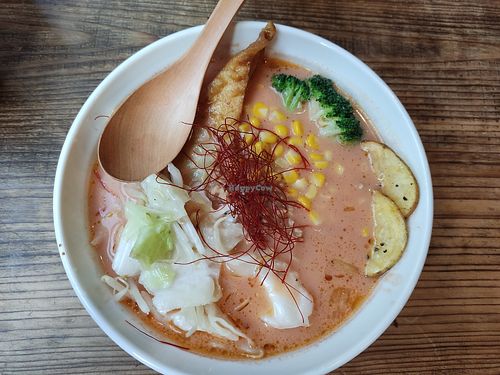 Tomato tonkotsu ramen at Vegan Ramen by Playpen Friends in Osaka