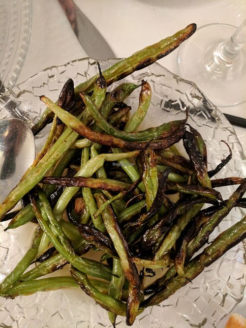 Roasted green beans - in a lemon garlic sauce  at Zakaim - Vegan Boutique in Tel Aviv