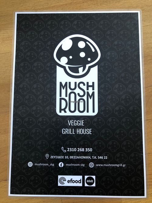 The menu front at Mushroom in Thessaloniki