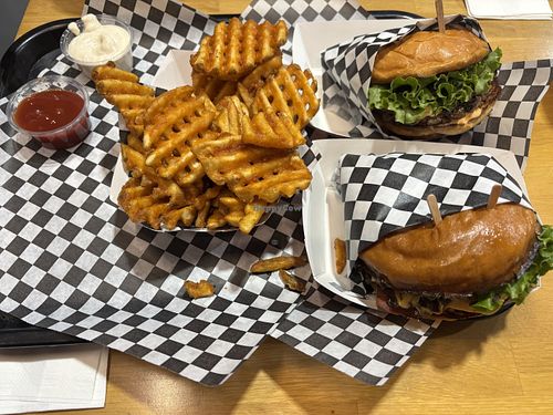 Burger and fries...  at Planet Vegan in Fresno