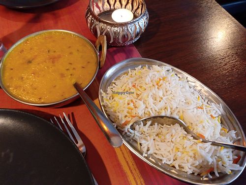 Aaj ki Dal (vegan version) & rice at Tasty India in Cologne