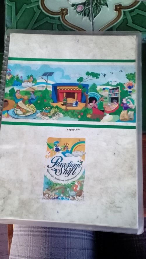 Menu at Paradigm Shift Vegan Cafe in Bangalore