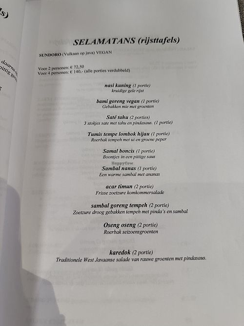 The menu   at Loro Blonyo in Helmond