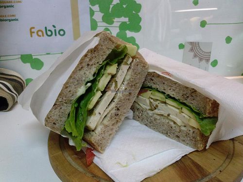 olive tofu sandwich at Fa Bio in Rome