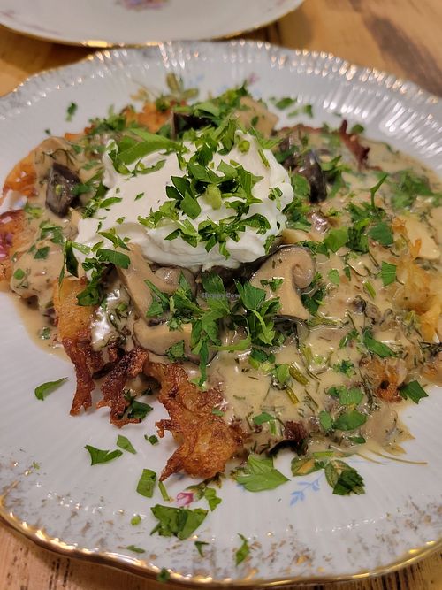 Potato pancakes at Vegan Friends Kitchen in Warsaw