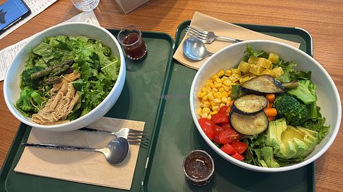 We created our own bowl set.  The veggies are very fresh. So far the best meal in Korea  at Greener - Inhwa in Jeju