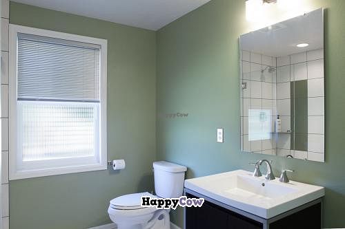 The Tandem Room brand-new ensuite bathroom. at Velo Bed and Breakfast in Eugene