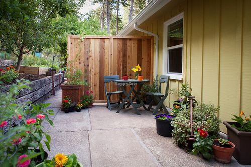 The Tandem Room's private patio at Velo Bed and Breakfast in Eugene