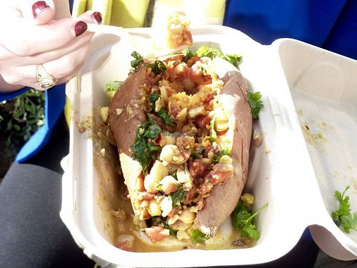 Coconut curry stuffed sweet potato at Verdine - Food Truck in Houston