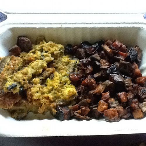 Saturday brunch, delicious frittata with sweet potato hash browns at Verdine - Food Truck in Houston